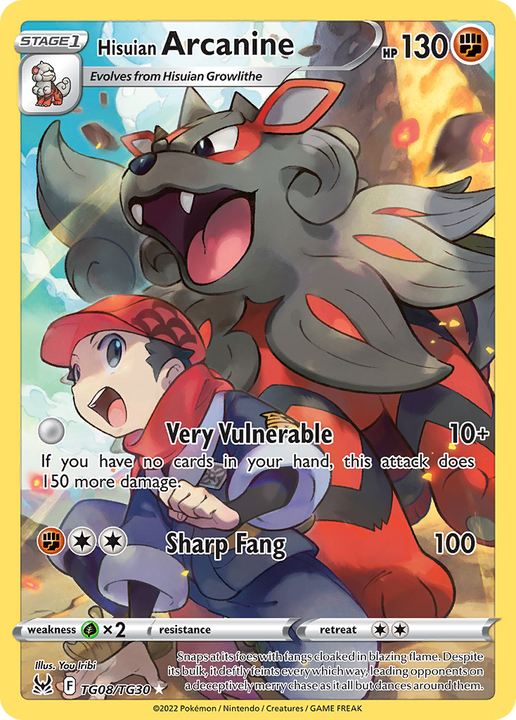 Hisuian Arcanine Trainer Gallery Rare Holo (TG08/TG30) Lost Origin Trainer Gallery