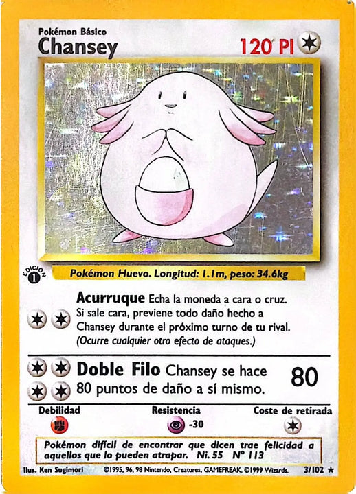 Chansey Rare (3/102) base set – 1st edition [ES]
