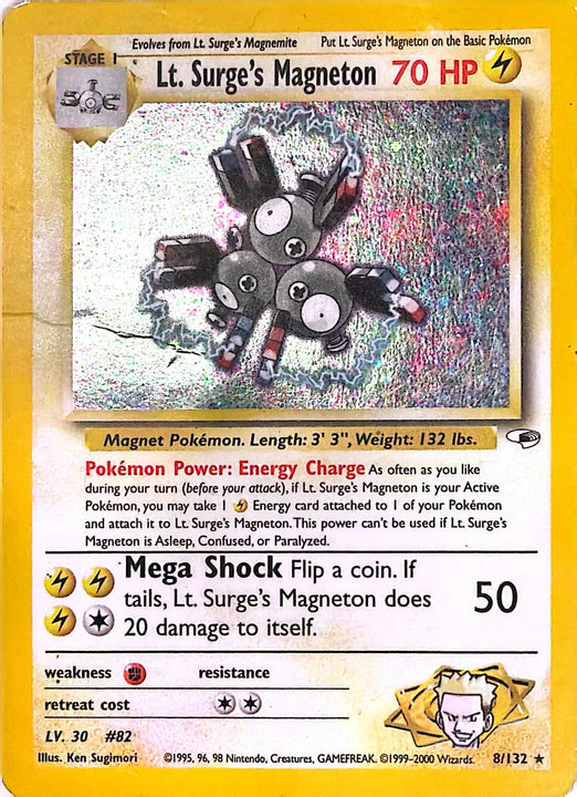 Lt. Surge's Magneton Rare Holo (8/132) gym heroes - LP/GD