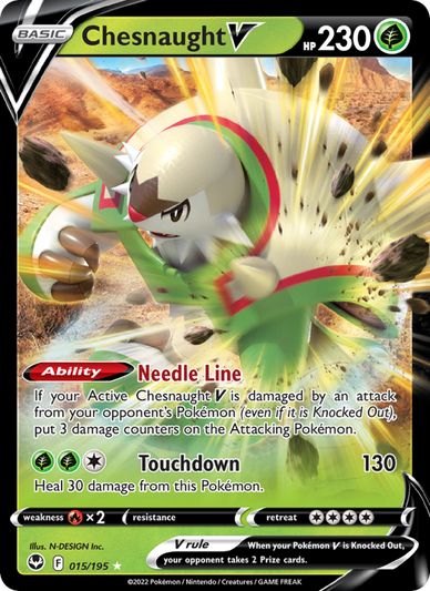 Chesnaught V Holo Rare V (015/195) Silver Tempest