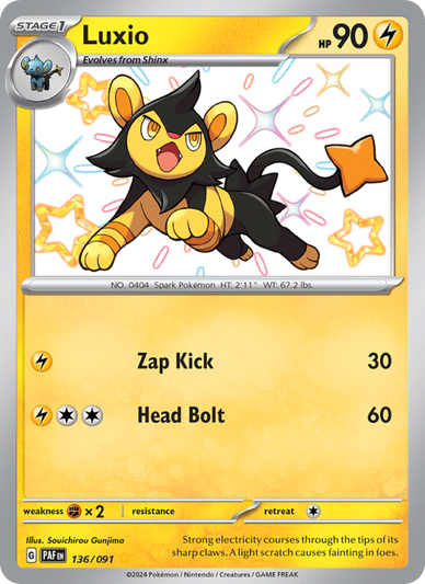 Luxio Shiny rare (136/91) Paldean Fates