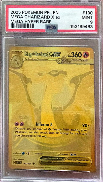 Mega Charizard X ex Mega Hyper Rare (130/094) Phantasmal Flames PSA 9