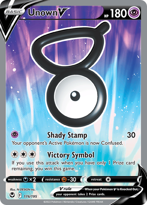Unown V Ultra Rare (176/195) Silver Tempest