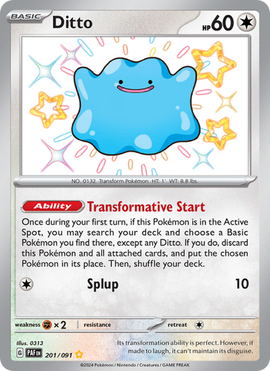 Ditto Shiny rare (201/91) Paldean Fates