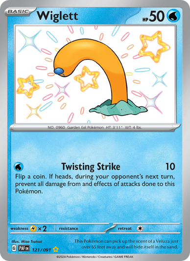 Wiglett Shiny rare (121/91) Paldean Fates