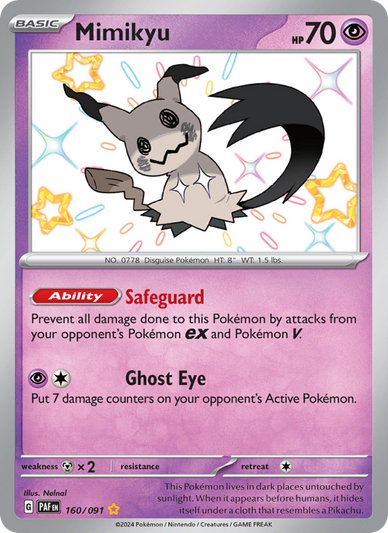 Mimikyu Shiny rare (160/91) Paldean Fates