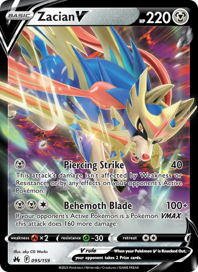 Zacian V Holo Rare V (095/159) Crown Zenith