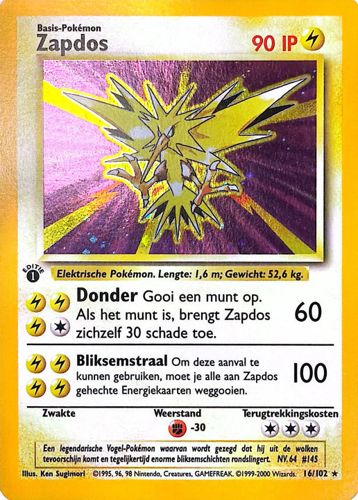 Zapdos Rare (16/102) base set – 1st edition [NL]