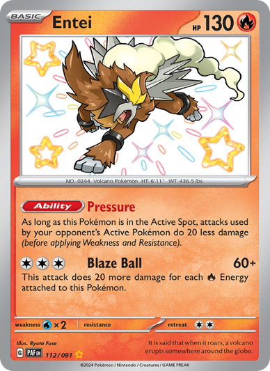 Entei Shiny rare (112/91) Paldean Fates