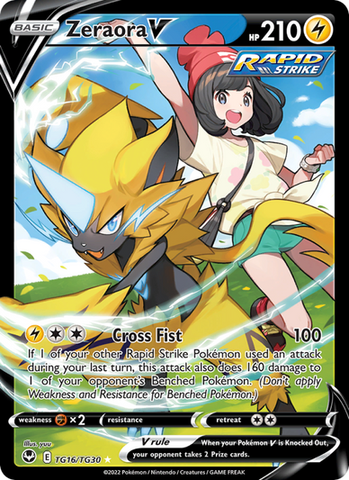 Zeraora V Holo Rare V (TG16/195) Silver Tempest