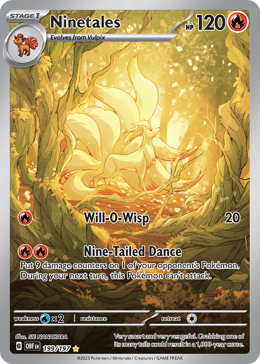 Ninetales Illustration rare (199/197) Obsidian Flames