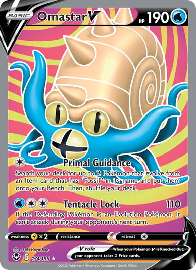 Omastar V Ultra Rare (174/195) Silver Tempest
