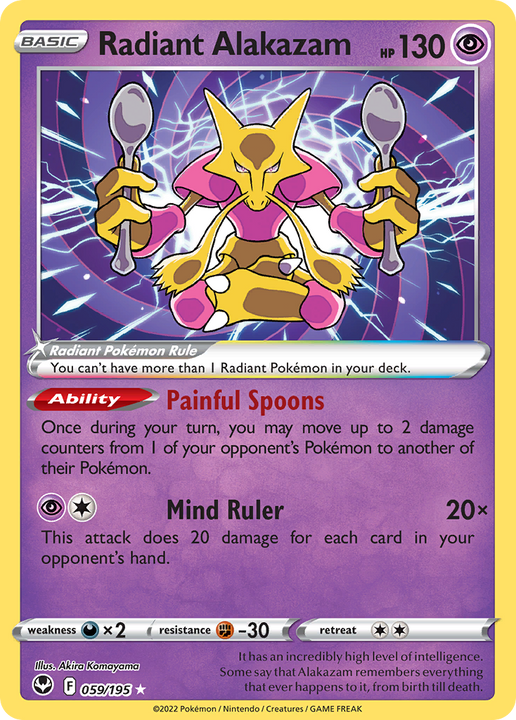 Radiant Alakazam Radiant Rare (059/195) Silver Tempest