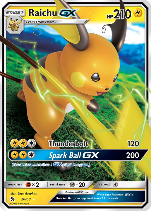 Raichu GX Ultra Rare (20/68) Hidden Fates