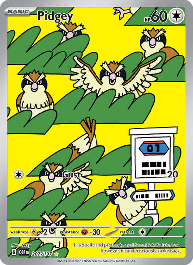 Pidgey Illustration rare (207/197) Obsidian Flames