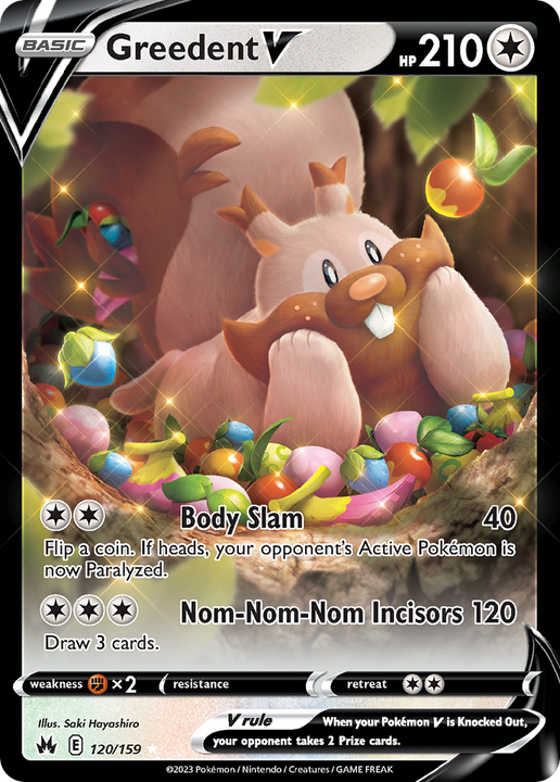 Greedent V Holo Rare V (120/159) Crown Zenith