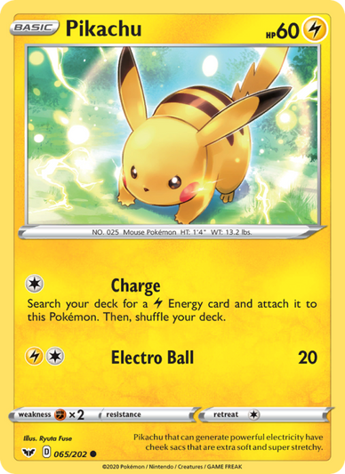 Pikachu Common (65/202) Sword & Shield