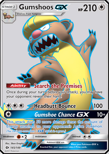 Gumshoos GX Ultra Rare (145/149) Sun & Moon