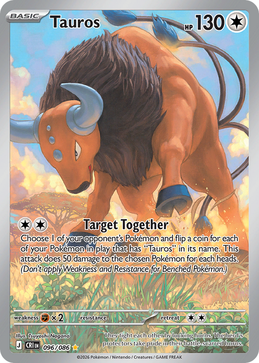 Tauros Illustration Rare (096/086) Chaos Rising