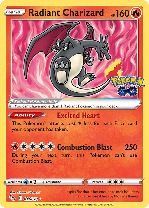 Radiant Charizard Radiant Rare (011/078) Pokémon GO