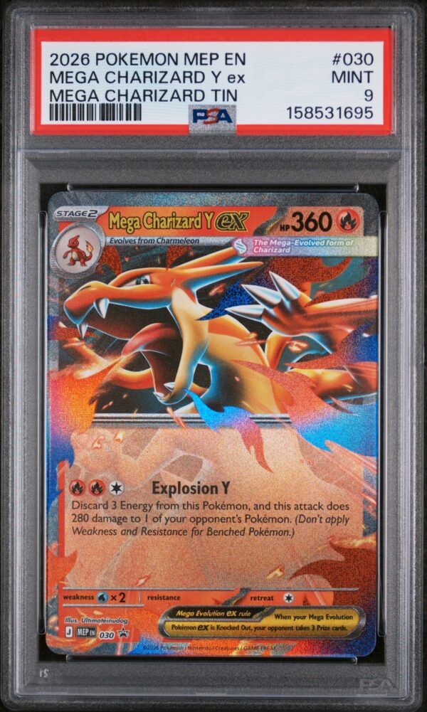 PSA 9 - 2026 POKEMON MEP EN-ME BLACK STAR PROMO #030 MEGA CHARIZARD Y ex MEGA CHARIZARD TIN