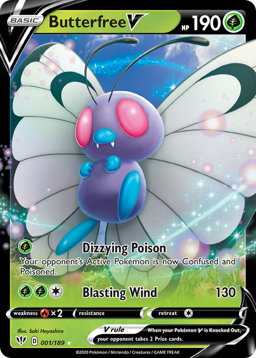 Butterfree V Rare Holo V (001/189) Darkness Ablaze