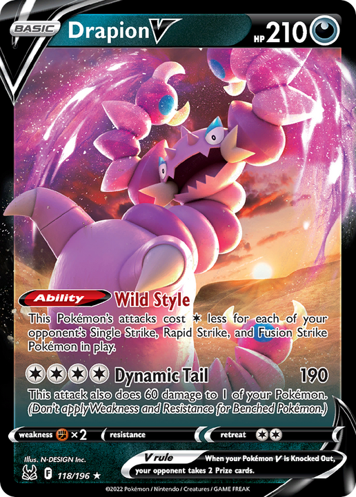 Drapion V Rare Holo V (118/196) Lost Origin