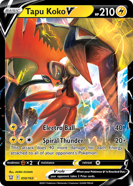 Tapu Koko V Rare Holo V (050/163) Battle Styles