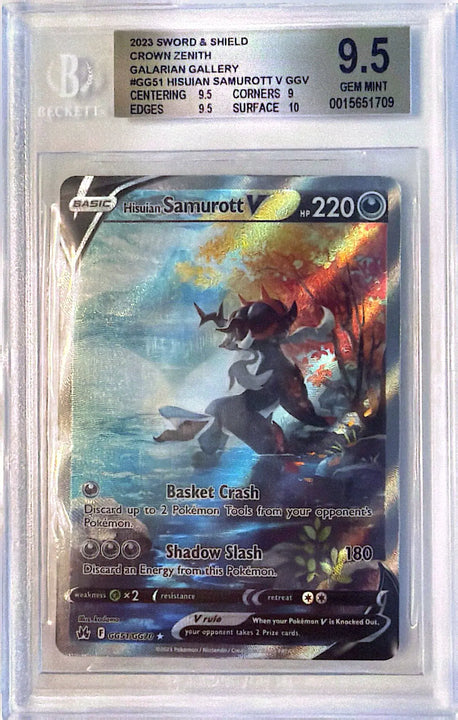 Hisuian Samurott V Rare Holo V (GG51/GG70) Crown Zenith Galarian Gallery BGS9.5