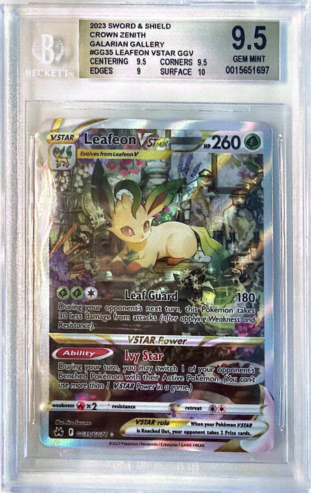 Leafeon VSTAR Rare Holo VSTAR (GG35/GG70) Crown Zenith Galarian Gallery BGS9.5