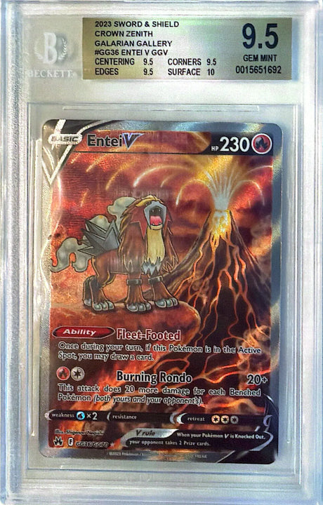Entei V Rare Holo V (GG36/GG70) Crown Zenith Galarian Gallery BGS9.5
