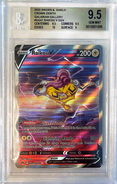 Raikou V Rare Holo V (GG41/GG70) Crown Zenith Galarian Gallery BGS9.5