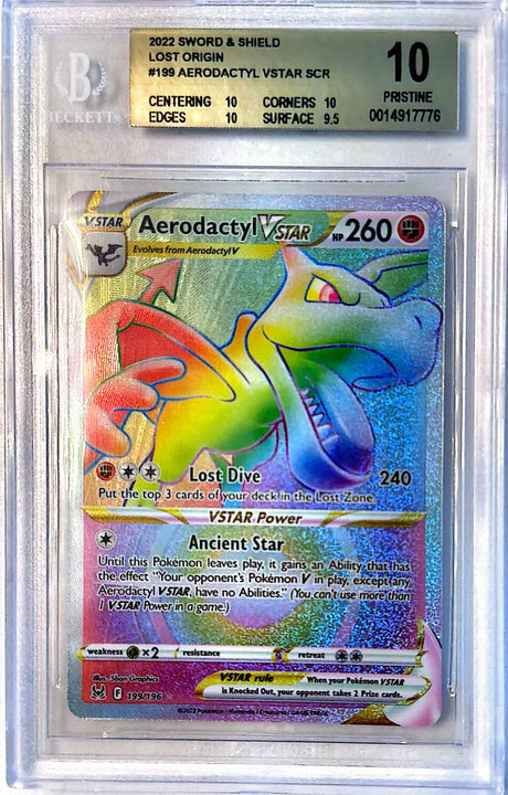Aerodactyl VSTAR Rare Rainbow (199/196) Lost Origin BGS10