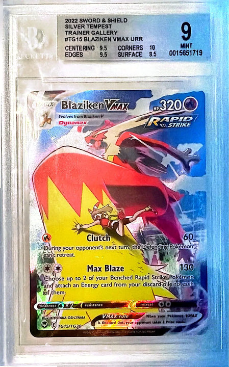 Blaziken VMAX Rare Holo VMAX (TG15/TG30) Silver Tempest Trainer Gallery PSA9