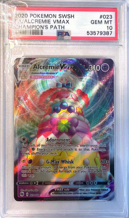 Alcremie VMAX Rare Holo VMAX (023/073) Champion's Path PSA10