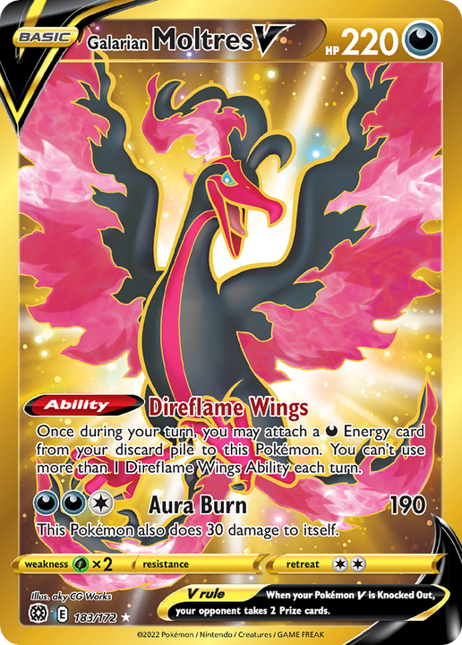 Galarian Moltres V Rare Secret (183/172) Brilliant Stars