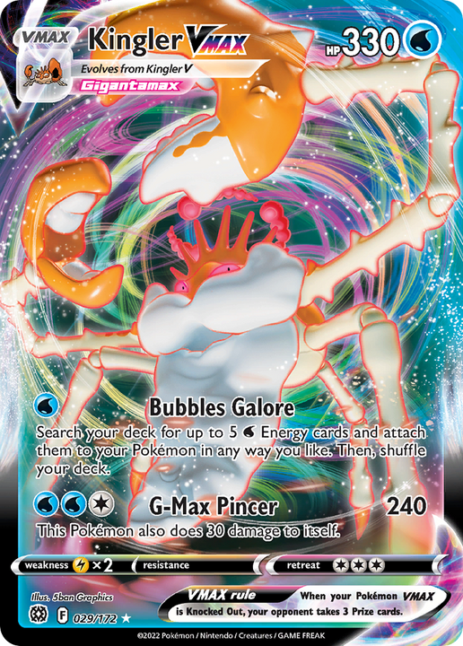 Kingler VMAX Rare Holo VMAX (029/172) Brilliant Stars