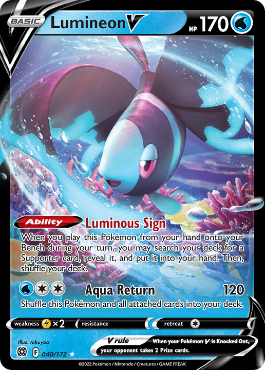 Lumineon V Rare Holo V (040/172) Brilliant Stars