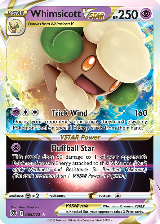 Whimsicott VSTAR Rare Holo VSTAR (065/172) Brilliant Stars