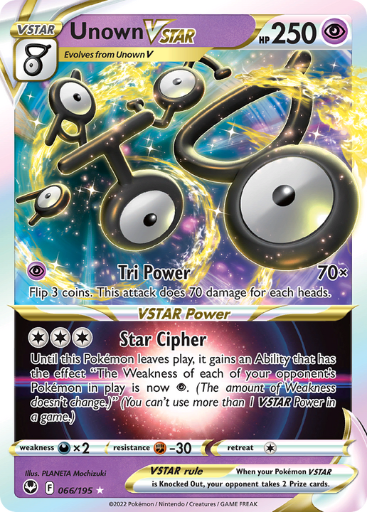 Unown VSTAR Rare Holo VSTAR (066/195) Silver Tempest