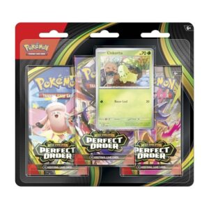 Pokémon TCG: Mega Evolution-Perfect Order 3 Booster Packs & Chikorita Promo Card