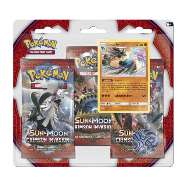 P3736PC_699-16831_01-1.jpg Pokémon TCG: Sun & Moon-Crimson Invasion 3 Booster Packs, Coin & Lucario Promo Card