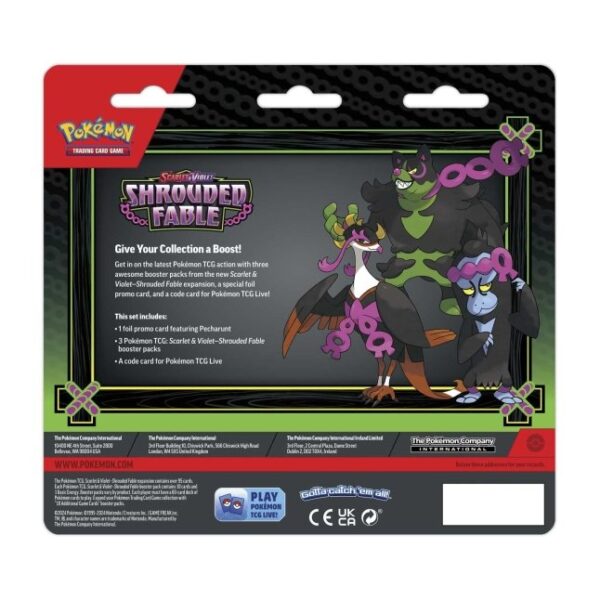 Pokémon TCG: Scarlet & Violet-Shrouded Fable 3 Booster Packs & Pecharunt Promo Card